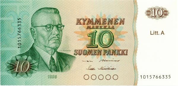 10 Markkaa 1980 Litt.A 104305958X UNC